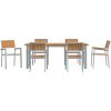 7 Delars Trädgårdsmatbord Set Grå Stål och Massivt Akaciaträ vidaXL 200 x 90 x 75 cm – miniatyr 7