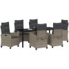 7 Delars Trädgårdsmatbord Set med Kuddar - Grå Poly Rattan vidaXL 200 x 80 x 73 cm – miniatyr 3