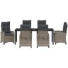 7 Delars Trädgårdsmatbord Set med Kuddar - Grå Poly Rattan vidaXL 200 x 80 x 73 cm – miniatyr 7