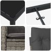 7 Delars Trädgårdsmatbord Set med Kuddar - Grå Poly Rattan vidaXL 200 x 80 x 73 cm – miniatyr 8