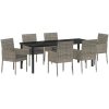7-delars trädgårdsmatbord set med kuddar, grå poly rattan. vidaXL 200 x 80 x 73 cm – miniatyr 2