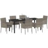 7-delars trädgårdsmatbord set med kuddar, grå poly rattan. vidaXL 200 x 80 x 73 cm – miniatyr 3