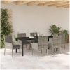 7-delars trädgårdsmatbord set med kuddar, grå poly rattan. vidaXL 200 x 80 x 73 cm – miniatyr 4