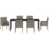 7-delars trädgårdsmatbord set med kuddar, grå poly rattan. vidaXL 200 x 80 x 73 cm – miniatyr 7