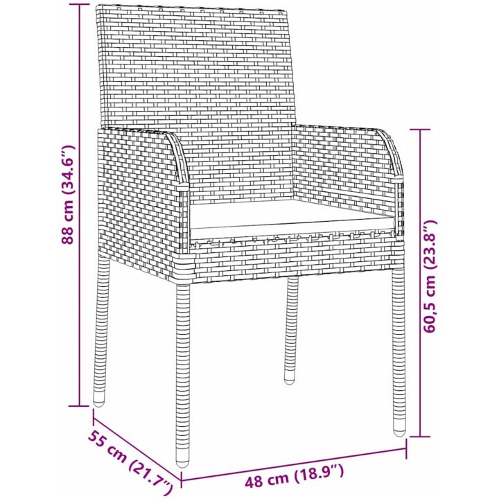 7-delars trädgårdsmatbord set med kuddar, grå poly rattan. vidaXL 200 x 80 x 73 cm – bild 9
