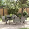 7-delars trädgårdsmatbord set med kuddar, grå poly rattan. vidaXL 200 x 80 x 73 cm – miniatyr 1