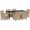 7 Delars Trädgårdsmatbord Set med Kuddar i Beige Poly Rattan vidaXL 200 x 80 x 73 cm – miniatyr 2