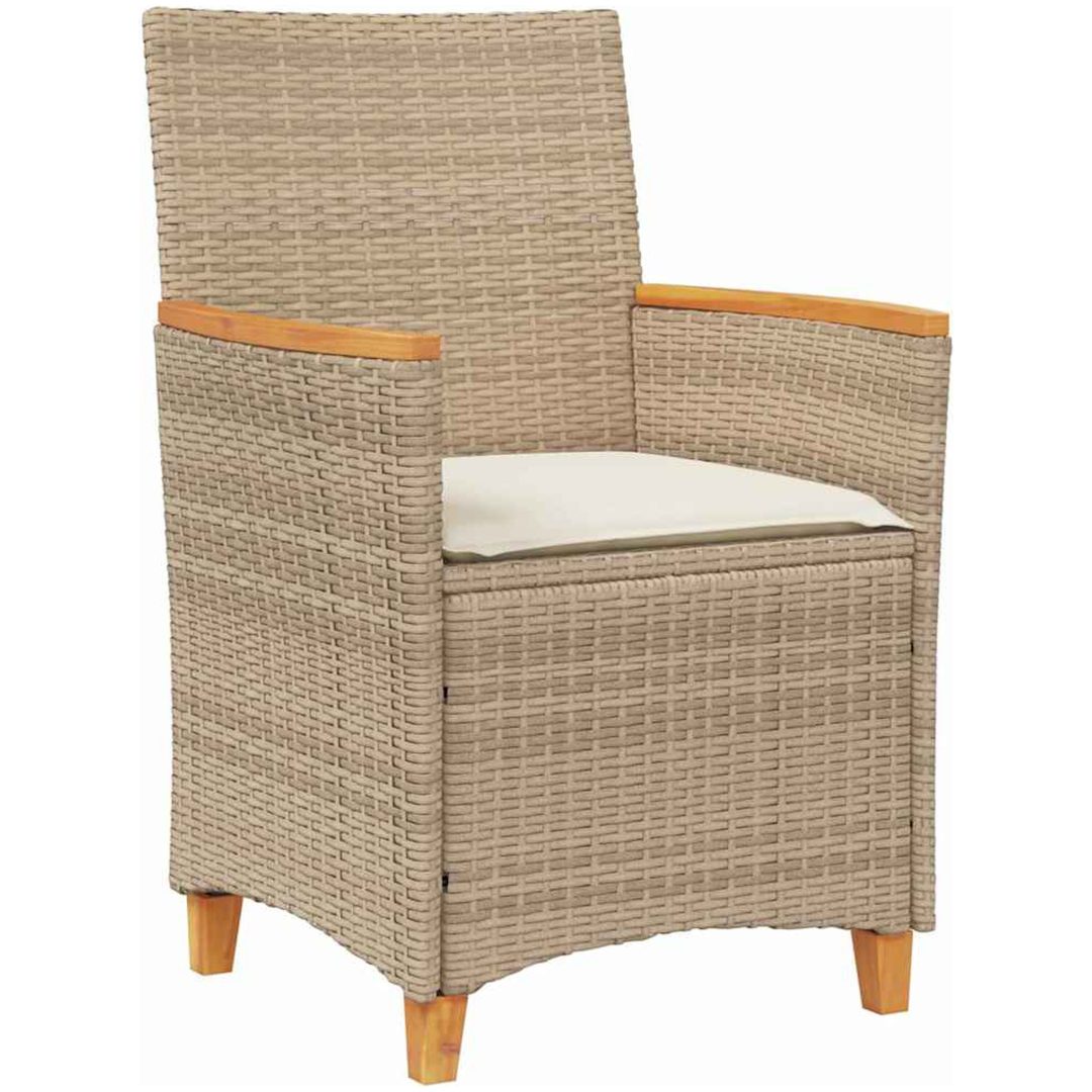 7 Delars Trädgårdsmatbord Set med Kuddar i Beige Poly Rattan vidaXL 200 x 80 x 73 cm – bild 6