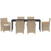 7 Delars Trädgårdsmatbord Set med Kuddar i Beige Poly Rattan vidaXL 200 x 80 x 73 cm – miniatyr 7