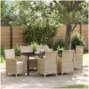 7 Delars Trädgårdsmatbord Set med Kuddar i Beige Poly Rattan vidaXL 200 x 80 x 73 cm – miniatyr 1
