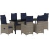 7 Delars Trädgårdsmatbord Set med Kuddar i Svart Poly Rattan vidaXL 200 x 80 x 73 cm – miniatyr 2