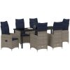 7 Delars Trädgårdsmatbord Set med Kuddar i Svart Poly Rattan vidaXL 200 x 80 x 73 cm – miniatyr 3