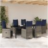 7 Delars Trädgårdsmatbord Set med Kuddar i Svart Poly Rattan vidaXL 200 x 80 x 73 cm – miniatyr 4