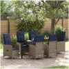 7 Delars Trädgårdsmatbord Set med Kuddar i Svart Poly Rattan vidaXL 200 x 80 x 73 cm – miniatyr 1