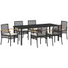 7-delars Trädgårdsmatbord Set med Kuddar - Svart Poly Rattan vidaXL 200 x 80 x 73 cm – miniatyr 2