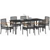 7-delars Trädgårdsmatbord Set med Kuddar - Svart Poly Rattan vidaXL 200 x 80 x 73 cm – miniatyr 3