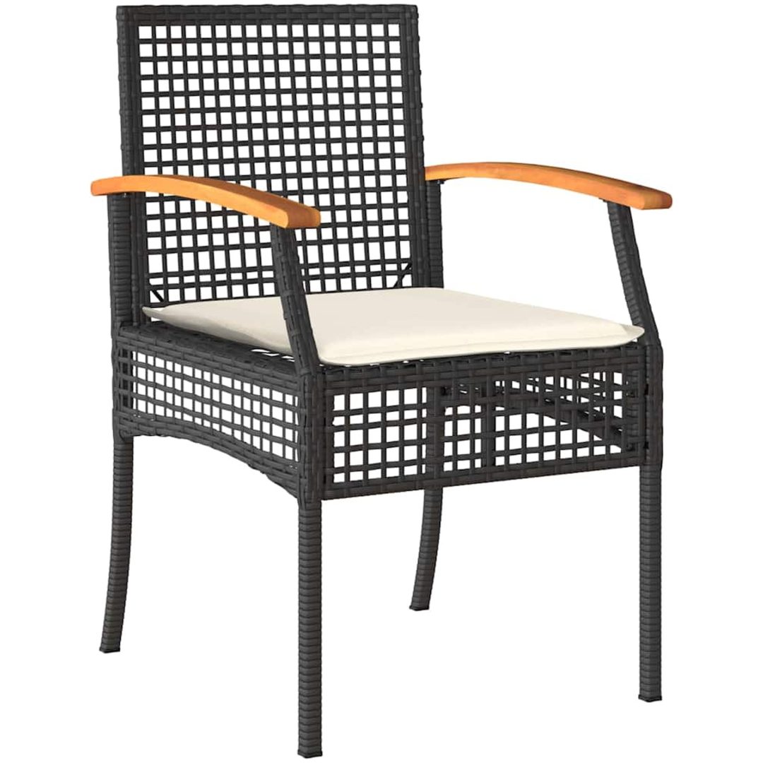 7-delars Trädgårdsmatbord Set med Kuddar - Svart Poly Rattan vidaXL 200 x 80 x 73 cm – bild 6