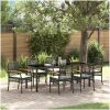 7-delars Trädgårdsmatbord Set med Kuddar - Svart Poly Rattan vidaXL 200 x 80 x 73 cm – miniatyr 1
