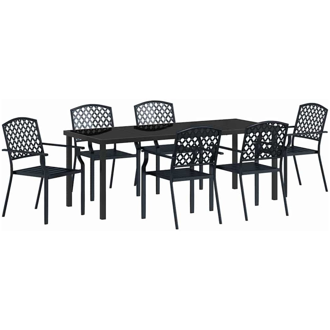 7-delars trädgårdsmatbordset i anthracitstål vidaXL 200 x 80 x 73 cm – bild 2