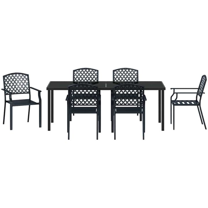 7-delars trädgårdsmatbordset i anthracitstål vidaXL 200 x 80 x 73 cm – bild 7