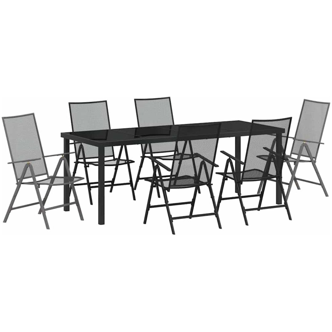 7 Delars Trädgårdsmatbordset i Antracit Stål vidaXL 200 x 80 x 73 cm – bild 2