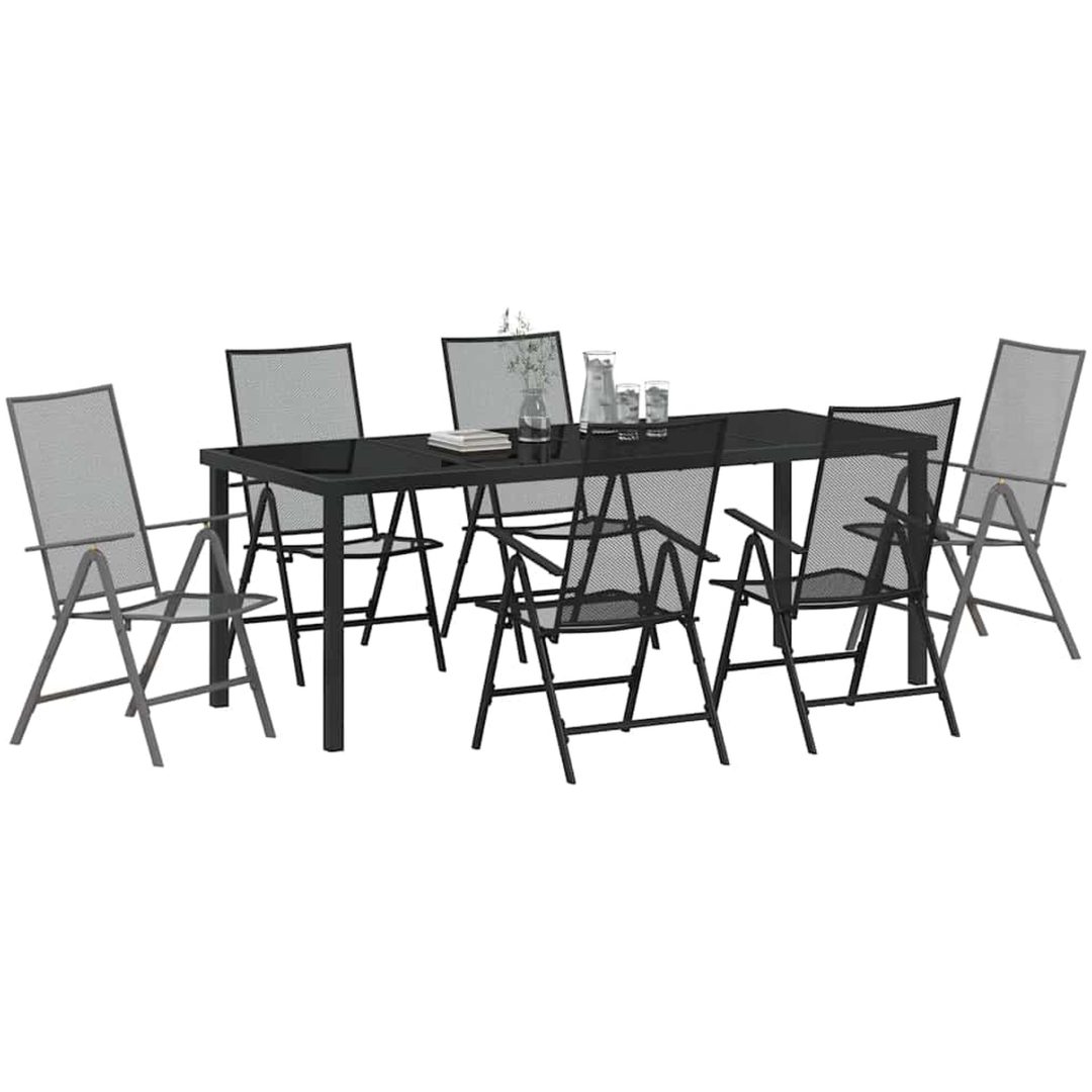 7 Delars Trädgårdsmatbordset i Antracit Stål vidaXL 200 x 80 x 73 cm – bild 3