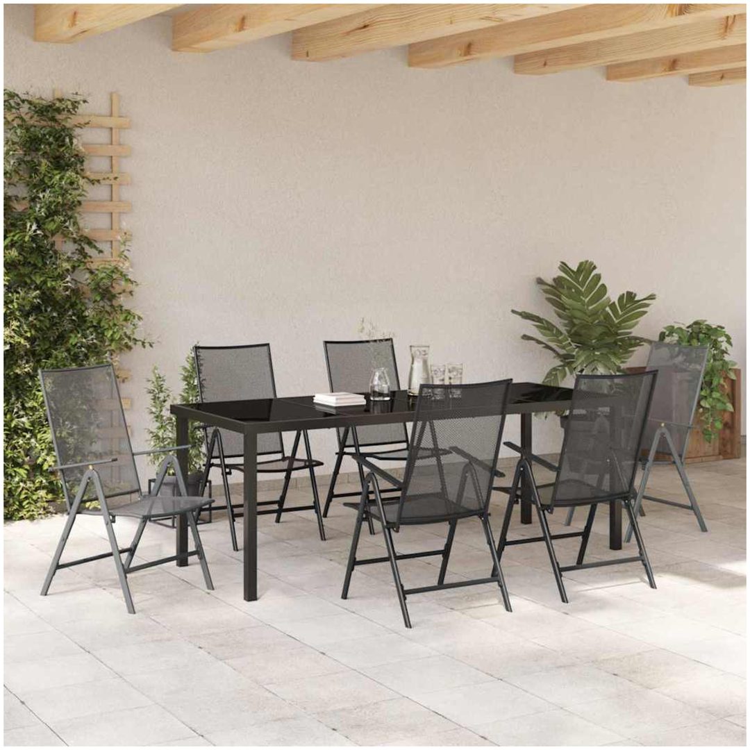 7 Delars Trädgårdsmatbordset i Antracit Stål vidaXL 200 x 80 x 73 cm – bild 4