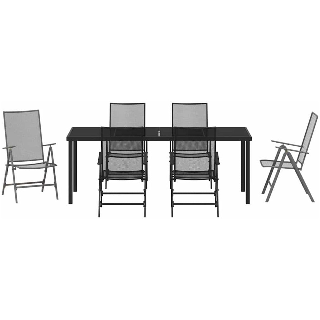 7 Delars Trädgårdsmatbordset i Antracit Stål vidaXL 200 x 80 x 73 cm – bild 7