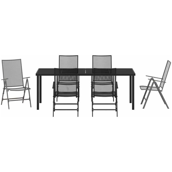 7 Delars Trädgårdsmatbordset i Antracit Stål vidaXL 200 x 80 x 73 cm – bild 7