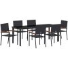 7-delars trädgårdsmatbordset i svart poly-rattan vidaXL 200 x 80 x 73 cm – miniatyr 2
