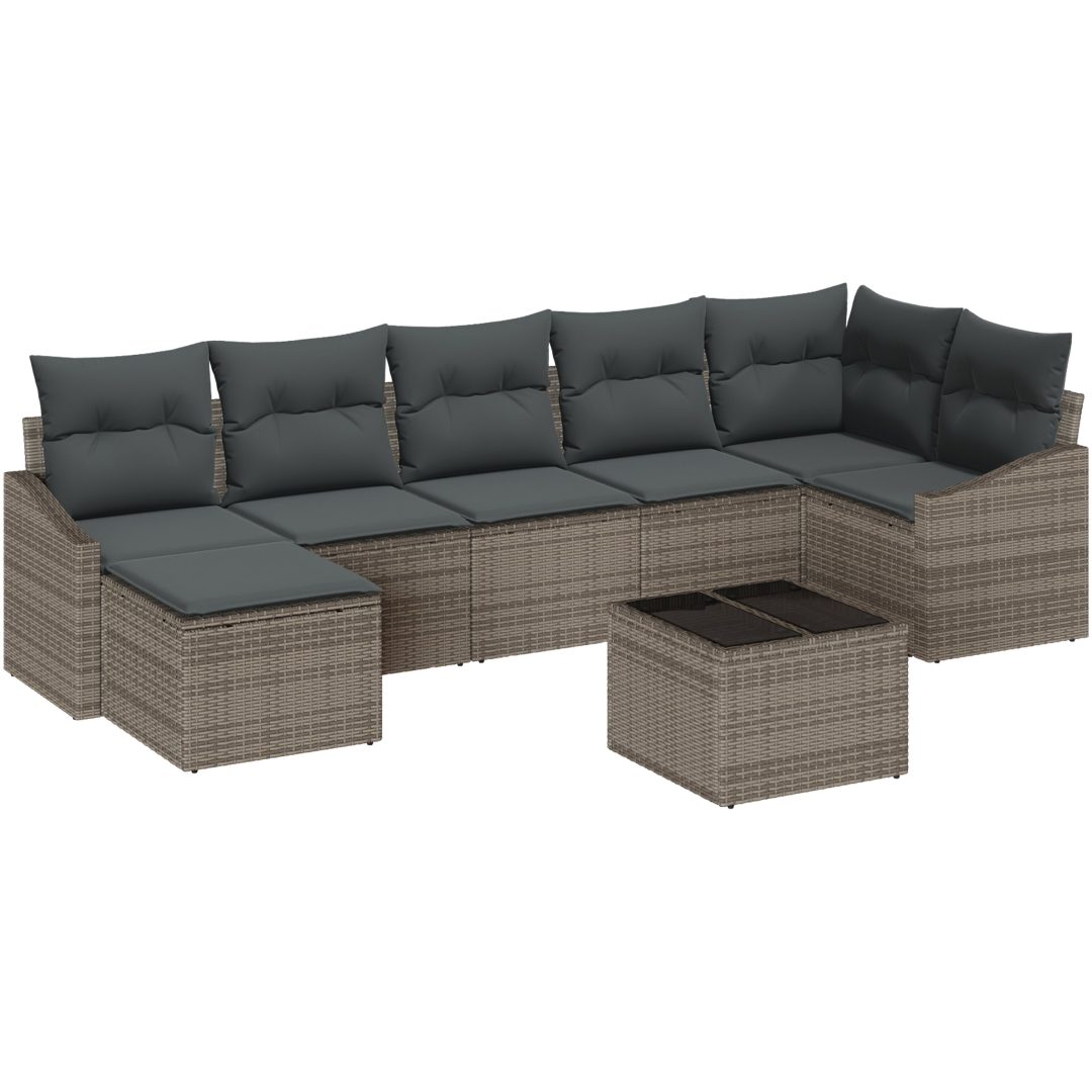 7-delars Trädgårdsmatbordset med Kuddar Svart Poly Rattan vidaXL Large – bild 2
