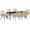 7 Delars trädgårdsmatgrupp med kuddar i brun poly rattan vidaXL 200 x 80 x 73 cm – miniatyr 2