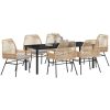 7 Delars trädgårdsmatgrupp med kuddar i brun poly rattan vidaXL 200 x 80 x 73 cm – miniatyr 3