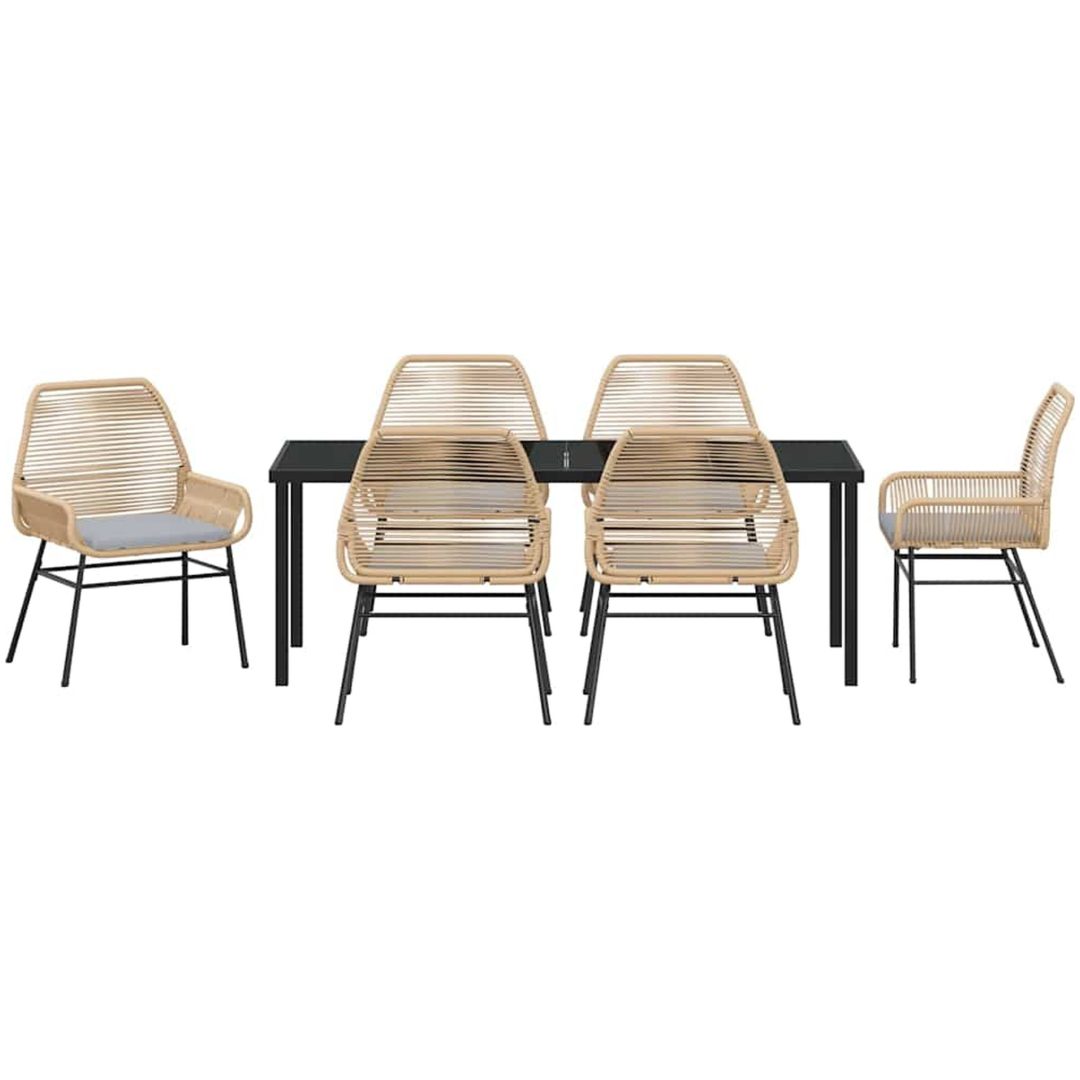 7 Delars trädgårdsmatgrupp med kuddar i brun poly rattan vidaXL 200 x 80 x 73 cm – bild 7