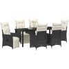7 Delars Trädgårdsmatgrupp Med Kuddar i Svart Poly Rattan vidaXL 200 x 80 x 73 cm – miniatyr 3