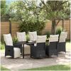 7 Delars Trädgårdsmatgrupp Med Kuddar i Svart Poly Rattan vidaXL 200 x 80 x 73 cm – miniatyr 1