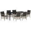 7-delars trädgårdsmatgrupp med kuddar, ljusgrå poly rattan vidaXL 200 x 80 x 73 cm – miniatyr 2