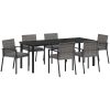 7-delars Trädgårdsmatsal Set Grå Poly Rattan vidaXL 6 - Säten – miniatyr 2