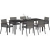 7-delars Trädgårdsmatsal Set Grå Poly Rattan vidaXL 6 - Säten – miniatyr 3