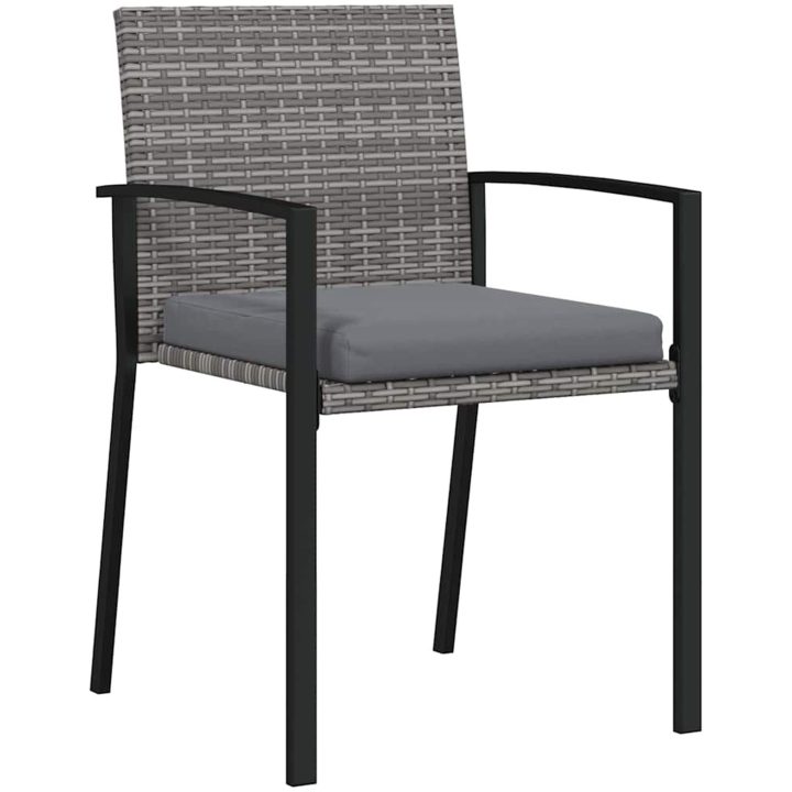 7-delars Trädgårdsmatsal Set Grå Poly Rattan vidaXL 6 - Säten – bild 5