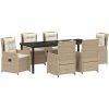 7-delars trädgårdsmatsalsset beige poly rattan vidaXL Large – miniatyr 2
