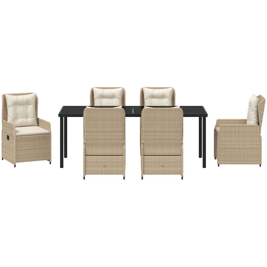 7-delars trädgårdsmatsalsset beige poly rattan vidaXL Large – bild 6