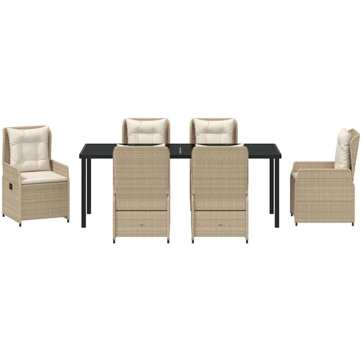 7-delars trädgårdsmatsalsset beige poly rattan vidaXL Large – bild 6