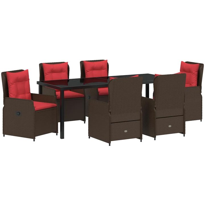 7 Delars Trädgårdsmatsalsset Brun Poly Rattan vidaXL 200 x 80 x 73 cm – bild 2