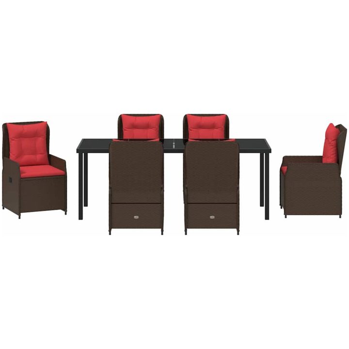 7 Delars Trädgårdsmatsalsset Brun Poly Rattan vidaXL 200 x 80 x 73 cm – bild 6