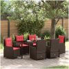 7 Delars Trädgårdsmatsalsset Brun Poly Rattan vidaXL 200 x 80 x 73 cm – miniatyr 1