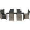 7-delars Trädgårdsmatsalsset - Grå Poly Rattan vidaXL 200 x 80 x 73 cm – miniatyr 6