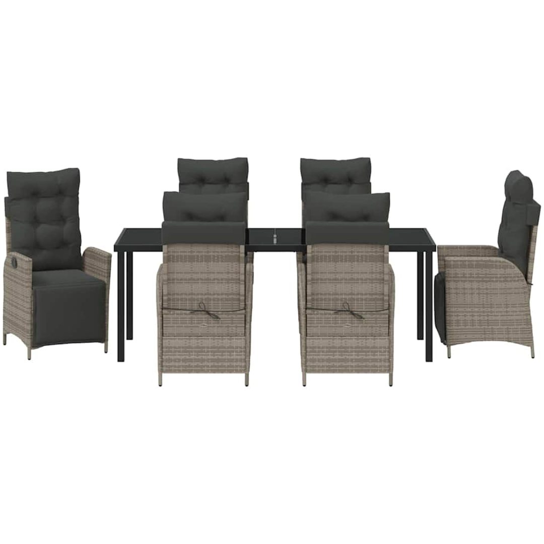 7-delars Trädgårdsmatsalsset - Grå Poly Rattan vidaXL 200 x 80 x 73 cm – bild 6