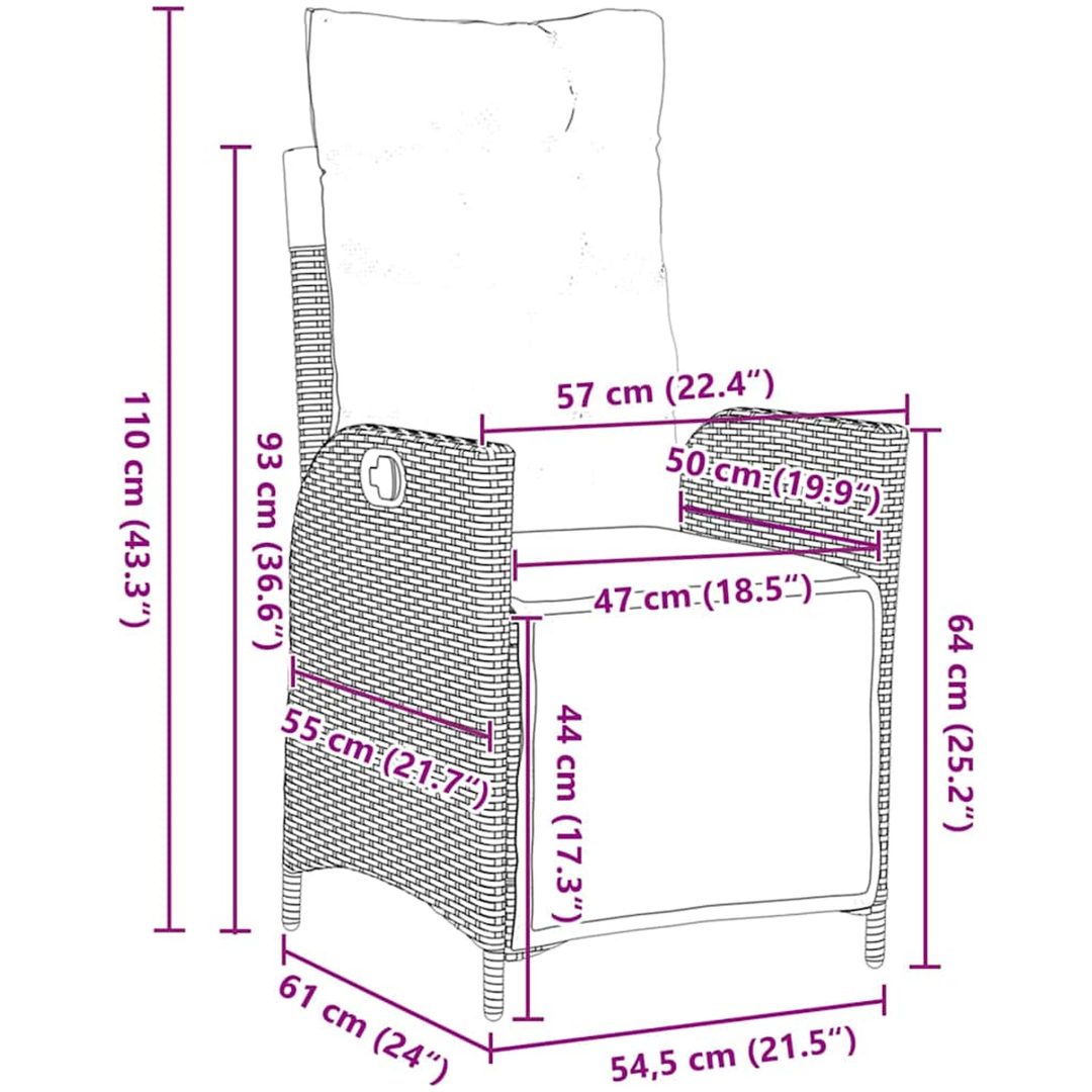 7-delars Trädgårdsmatsalsset - Grå Poly Rattan vidaXL 200 x 80 x 73 cm – bild 8