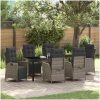 7-delars Trädgårdsmatsalsset - Grå Poly Rattan vidaXL 200 x 80 x 73 cm – miniatyr 1